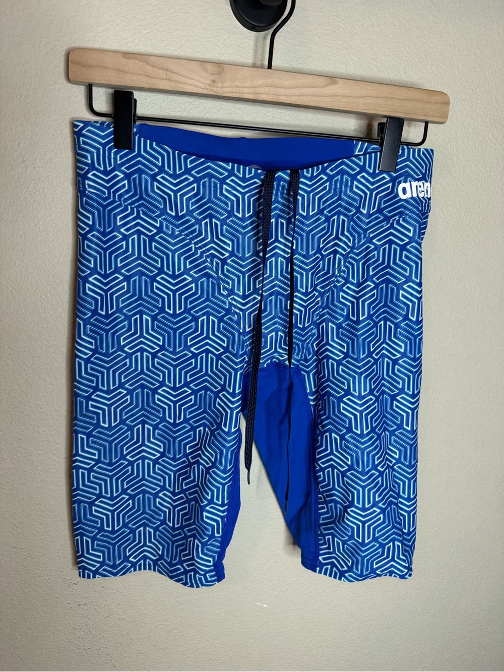 Arena Blue Geometric Print Swim Jammers Compression Shorts Estimated Small